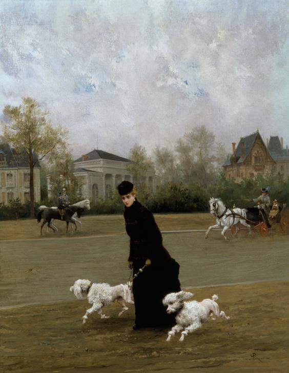 Elegant Lady in Bois de Boulogne, Paris a Maurice Poirson