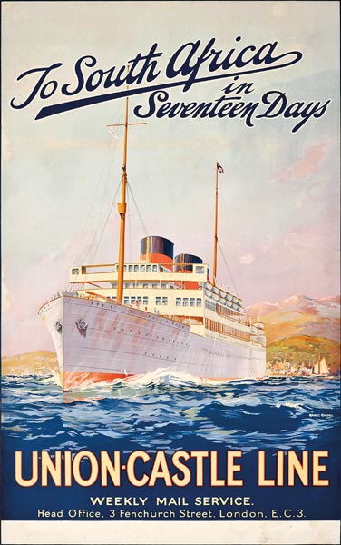 To South Africa in Seventeen Days; an advertising poster for Union Castle Line, a Maurice Randall