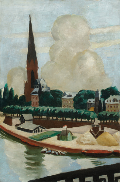Bank of the Main with church. 1925 a Max Beckmann