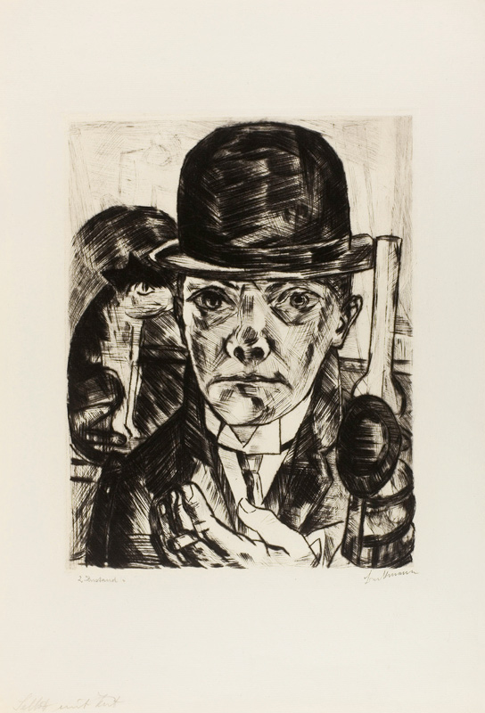 Self-Portrait in Bowler Hat a Max Beckmann