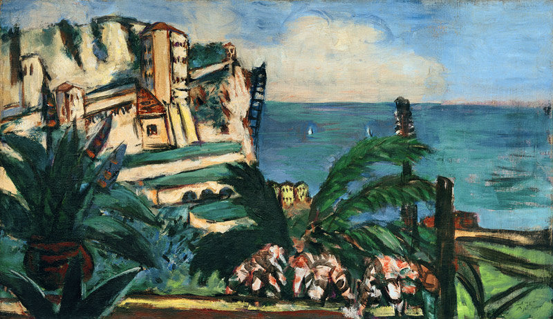 Riviera-Landschaft mit Felsen a Max Beckmann