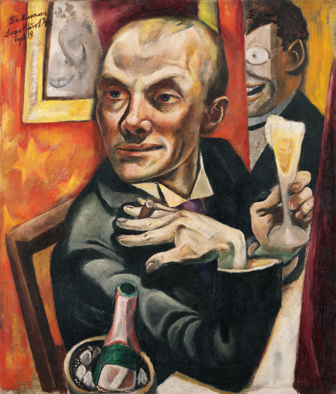 Self-Portrait with Champagne Glass a Max Beckmann