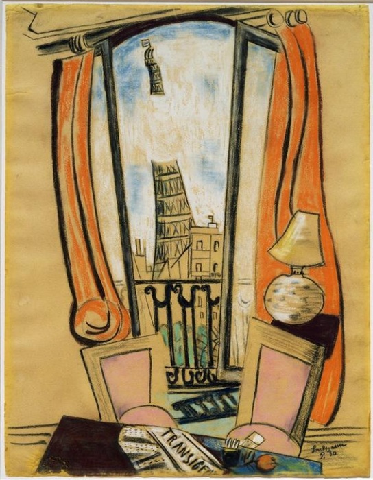 View from Window, Eiffel Tower a Max Beckmann