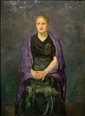 Portrait of Minna Beckmann-Tube
with violet scarf