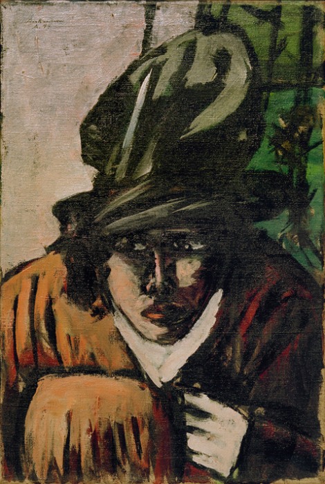 Woman with hat and muff a Max Beckmann