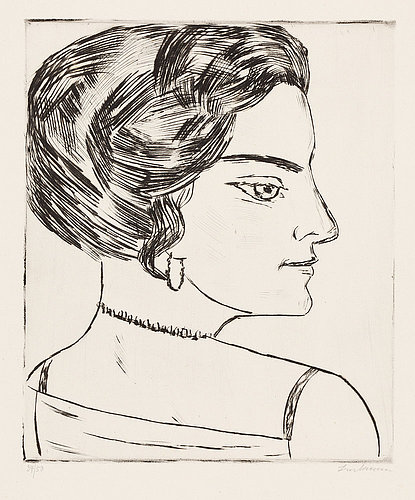 Naila in profile (Portrait Ms. H. M.). / Naila im Profil (Bildnis Frau H. M.). 1923 (H. 276 B) a Max Beckmann