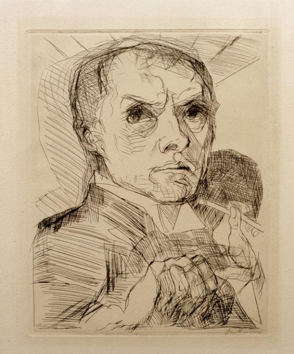 Self-portrait with a handle a Max Beckmann