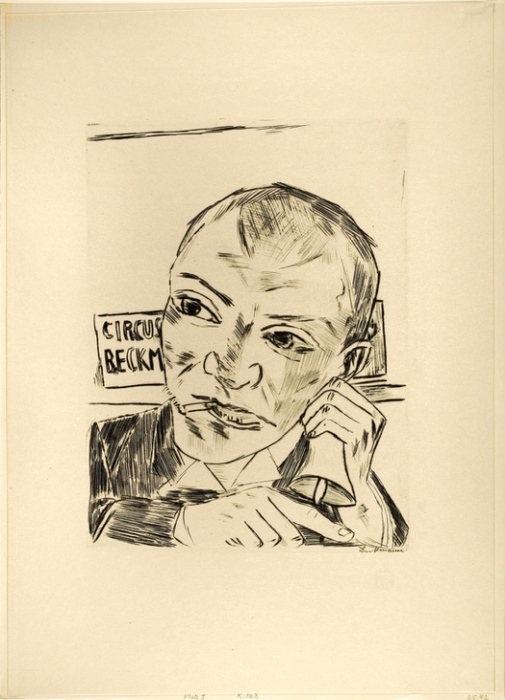 The Barker (Self-Portrait), plate one from Jahrmarkt a Max Beckmann