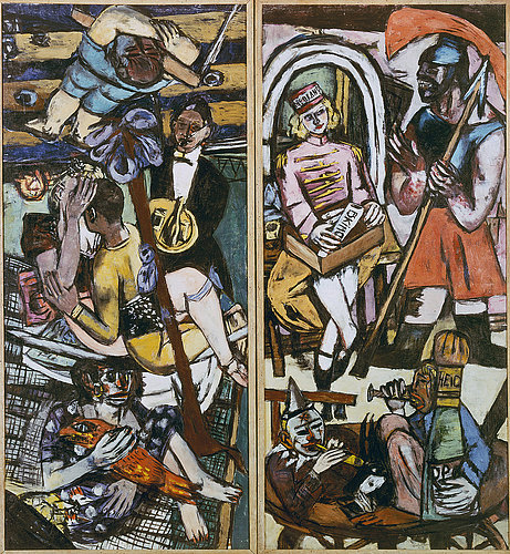 Triptych (left and right panel): The acrobats. 1939 (see also image number 15783) a Max Beckmann