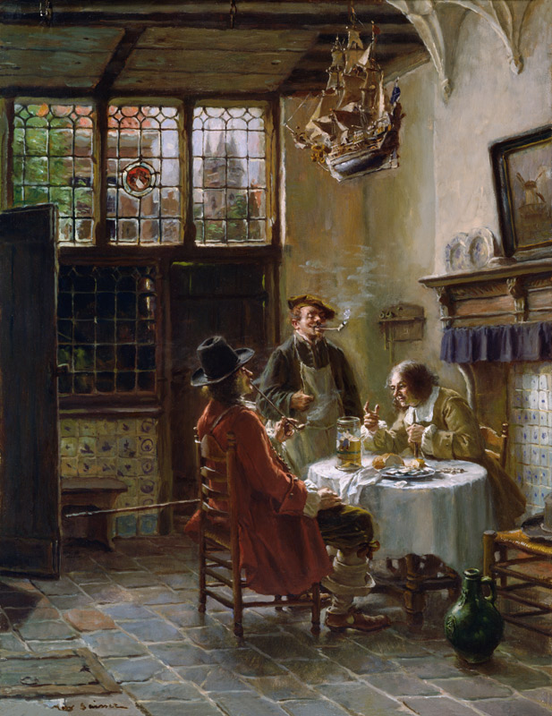 Lively conversation in old Dutch interior a Max Gaisser