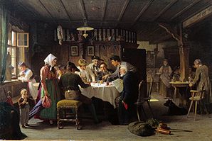 Dice player in a Black Forest pub. a Max Kaltenmoser