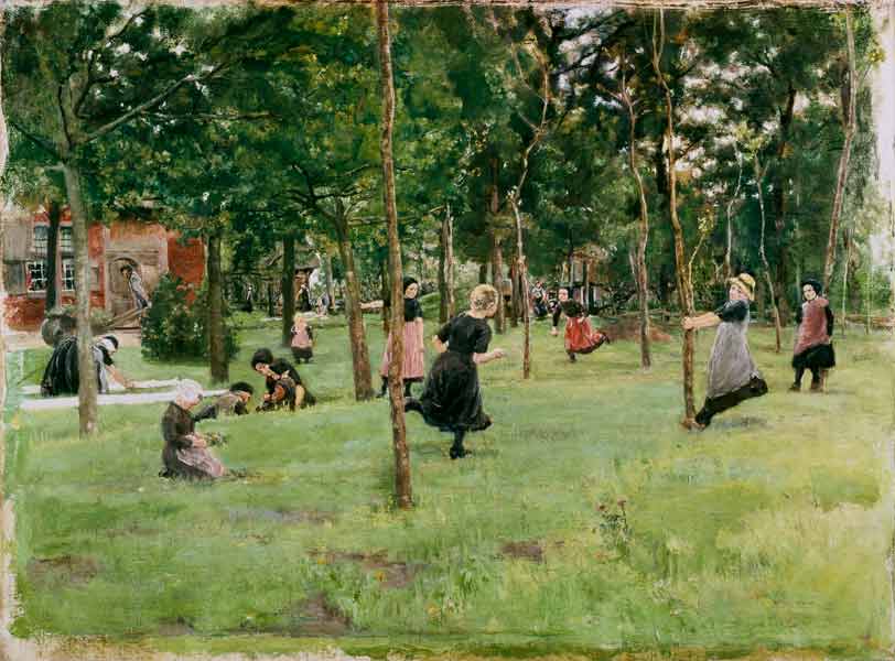 Bambini che giocano nel parco a Max Liebermann