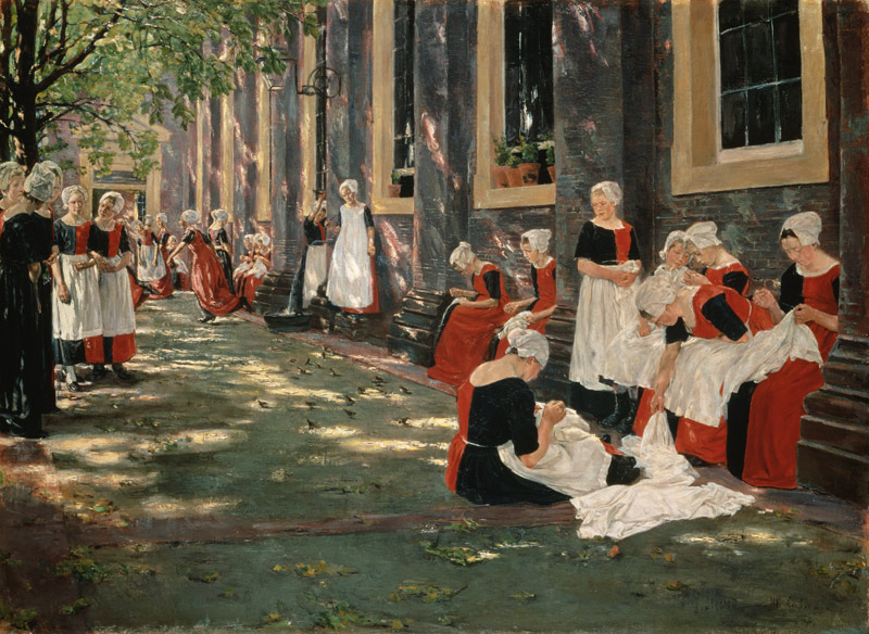 The Courtyard of the Orphanage in Amsterdam: Free Period in the Amsterdam Orphanage a Max Liebermann