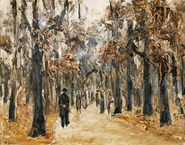 Tiergarten im Herbst mit Spaziergangern. a Max Liebermann