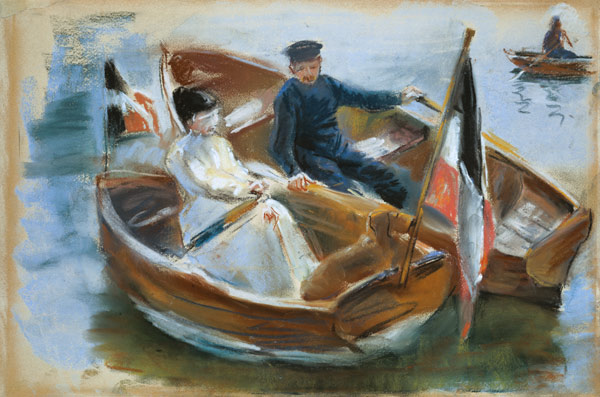 Two Boats with Flags, Wannsee, 1910 (pastel on paper) a Max Liebermann