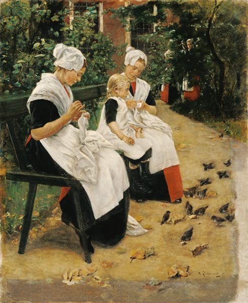 Amsterdam Orphans in the Garden, 1885 (oil on canvas) a Max Liebermann