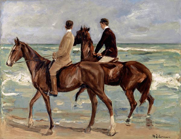 Uomini a cavallo sulla spiaggia a Max Liebermann