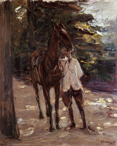 stable-lad with horse a Max Liebermann