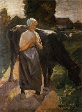 girl with cow/ Dutch cowgirl