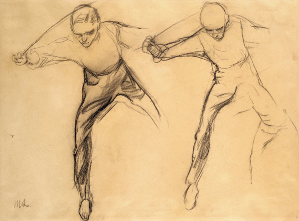 Two male figures (pencil on paper) a Max Liebermann