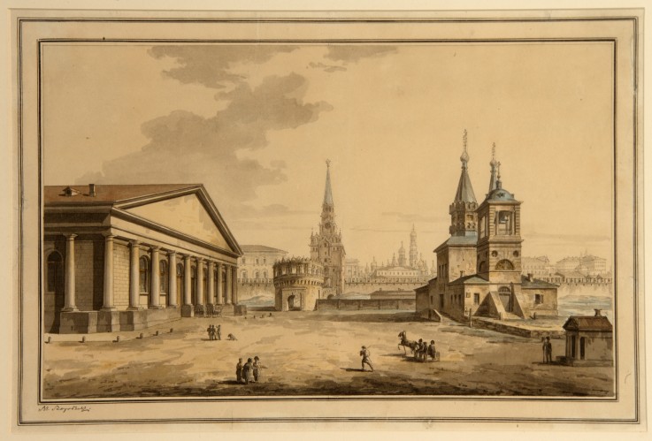 View of Manege, Kutafya Tower and Church of Saint Nicholas in Moscow a Maxim Nikiforowitsch Worobjew