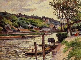 Mooring in Guinguette at the Oise a Maximilien Luce