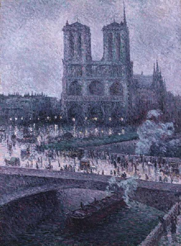 Seinebrücke and Notre lady in the evening light a Maximilien Luce