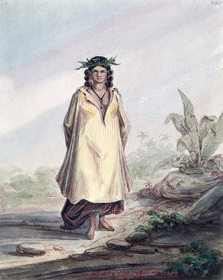 Young woman of Tahiti, c.1841-48 (pen, ink and w/c on paper) a Maximilien Radiguet
