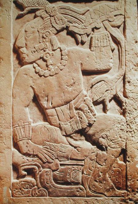 Bas relief of a warrior a Mayan