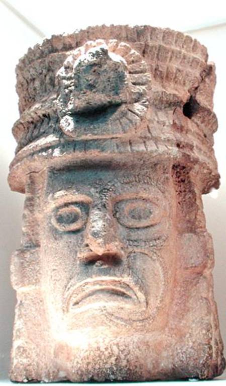 Figure wearing a feathered hat a Mayan