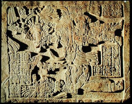 Stela depicting a High Priest and a Woman, from Yaxchilan a Mayan