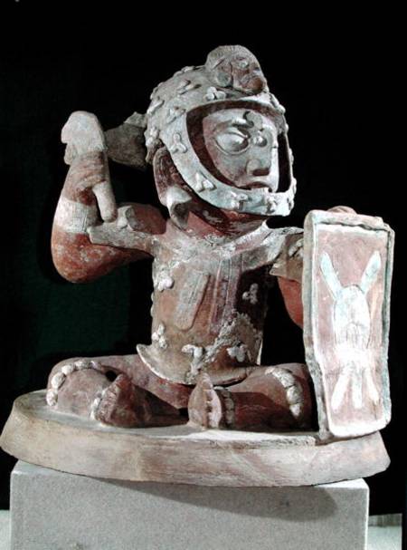 Urn lid with a figure of a warrior, from Guatemala, Classic Period a Mayan