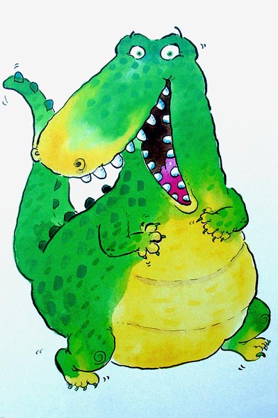 Happy Crocodile (w/c & ink on paper)  a Maylee  Christie