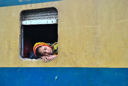 Sleeping on train