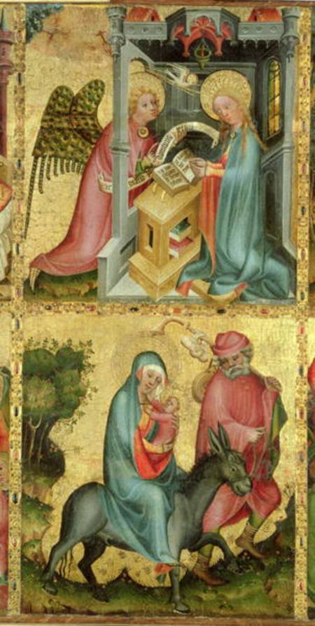 The Annunciation and the Flight into Egypt, from the Buxtehude Altar a Meister Bertram