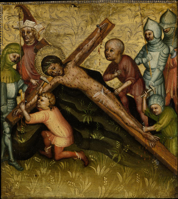 Christ Being Nailed to the Cross a Meister der Passionstäfelchen