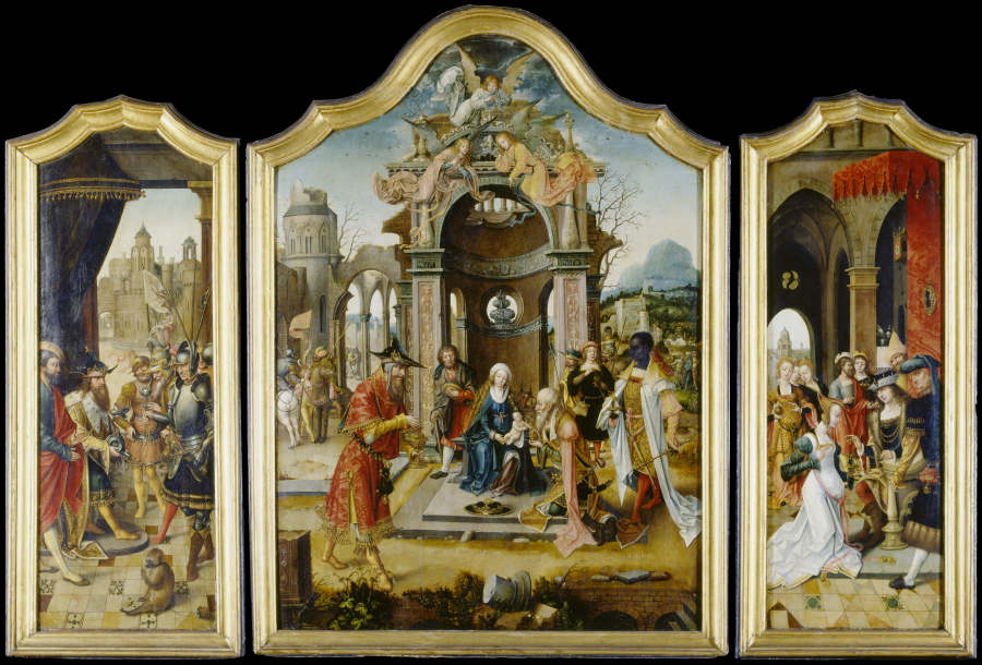 Triptych with the Adoration of the Magi and Old Testament Scenes a Meister der von Grooteschen Anbetung