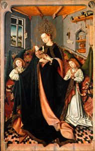 Mother of God with child in the room a Meister des St. Barbara-Polyptychons