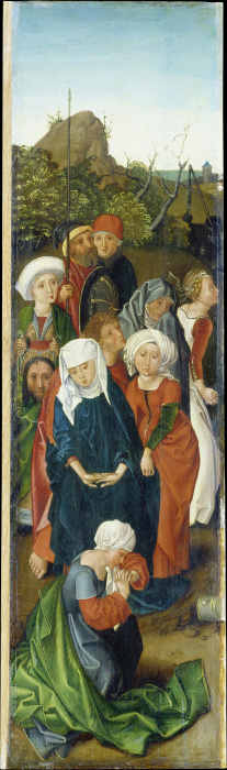 Raising of the Cross (Left Wing of the Triptych) a Meister des Stötteritzer Altars