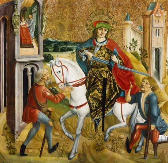 Altar panel of obscure origin. The St. Martin and the beggar a Meister (Ungarischer)