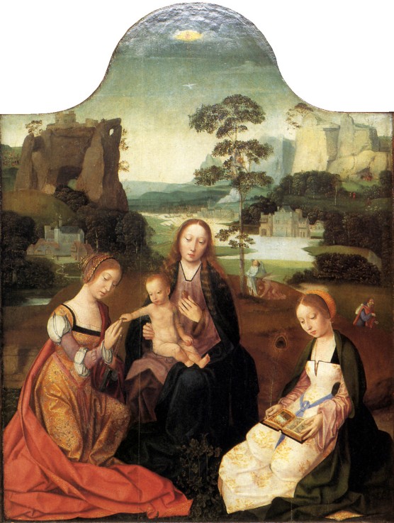 Virgin and Child with Saint Catherine and Saint Barbara a Meister vom Heiligen Blut
