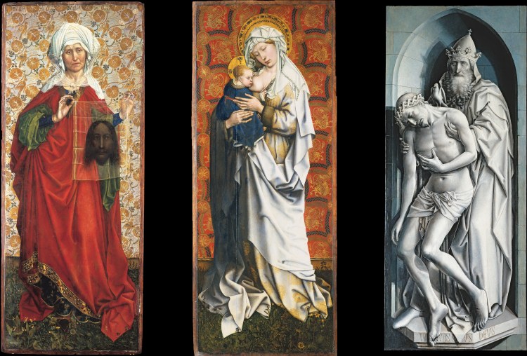 The Flémalle Panels: St. Veronica with the Veil, Madonna Breastfeeding, The Trinity a Maestro da Flemalle