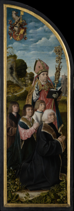 St Nicholas with Donors a Meister von Frankfurt