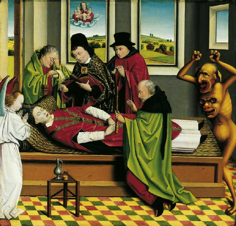Innenseite eines Altarflügel: Tod des Hl a Meister vom Tod des Heiligen Nikolaus von Münster