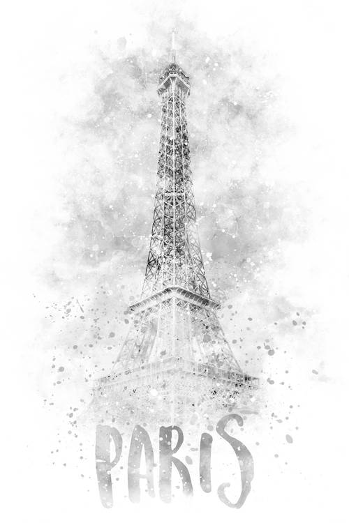 Arte monocromatica Torre Eiffel | Acquerello a Melanie Viola