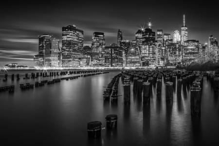 Skyline di Manhattan di sera | Monocromo