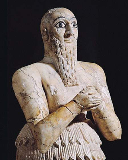 Detail of a statue of Itur-Shamagen, King of Mari, at prayer, from Mari, Middle Euphrates a Mesopotamian