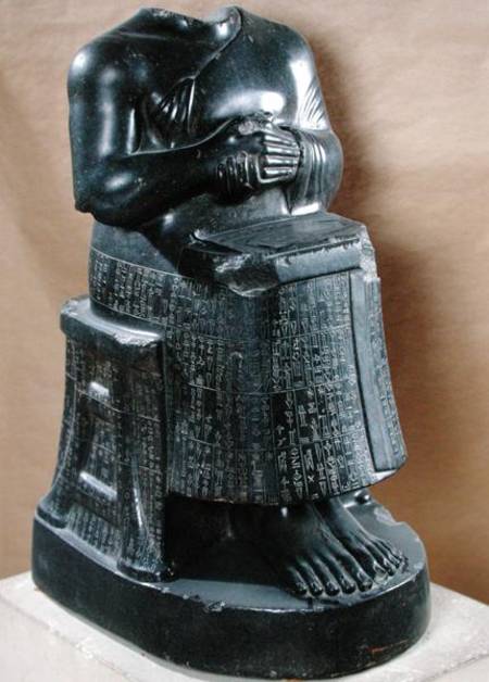 Headless statue of Prince Gudea (2170-2130 BC) as an architect a Mesopotamian