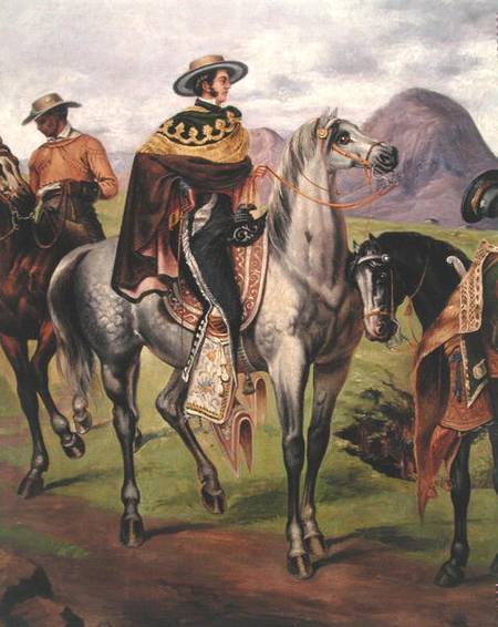 Mexican Horse Rider, Copy of a lithograph by Carlos Nobel a Scuola Messicana