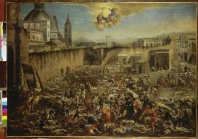 The plague in Naples on the Piazza Mercatello.